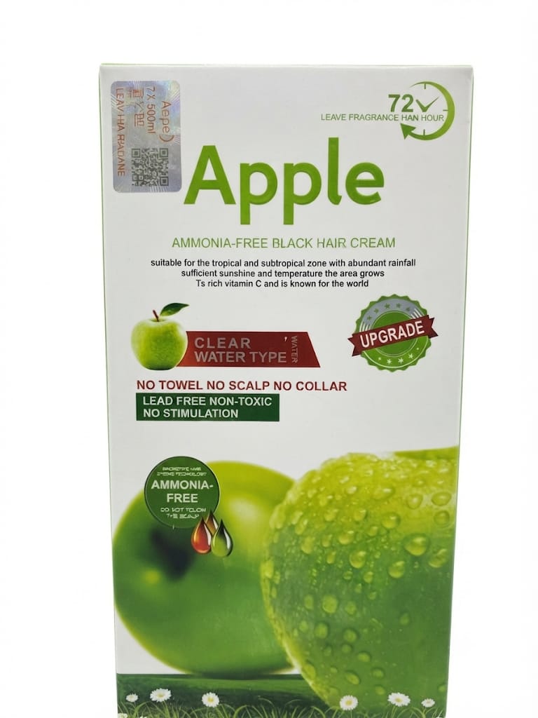 Apple Ammonia-Free Black Hair Cream – Long-Lasting 72-Hour Fragrance & Gentle Formula