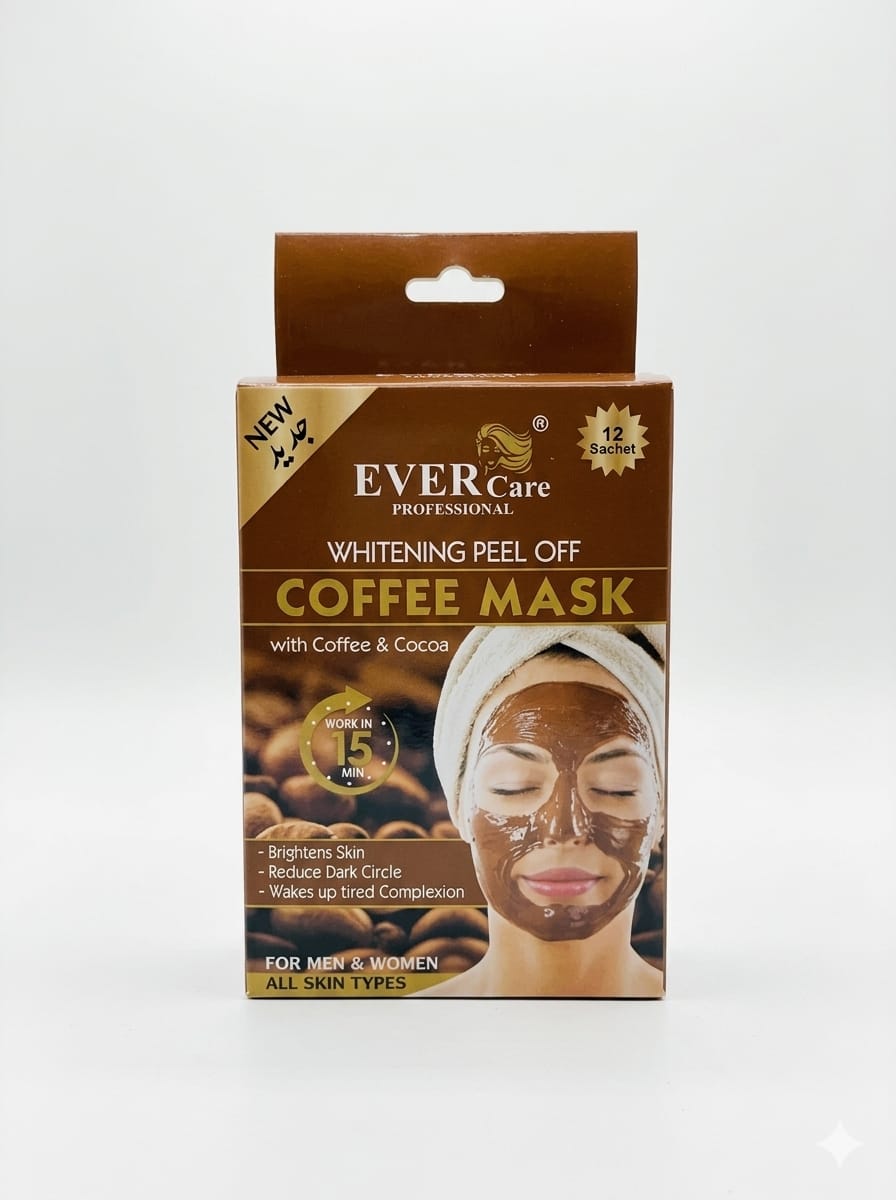 EVERCare Professional Whitening Peel Off Coffee Mask – Coffee & Cocoa | 12 Sachets