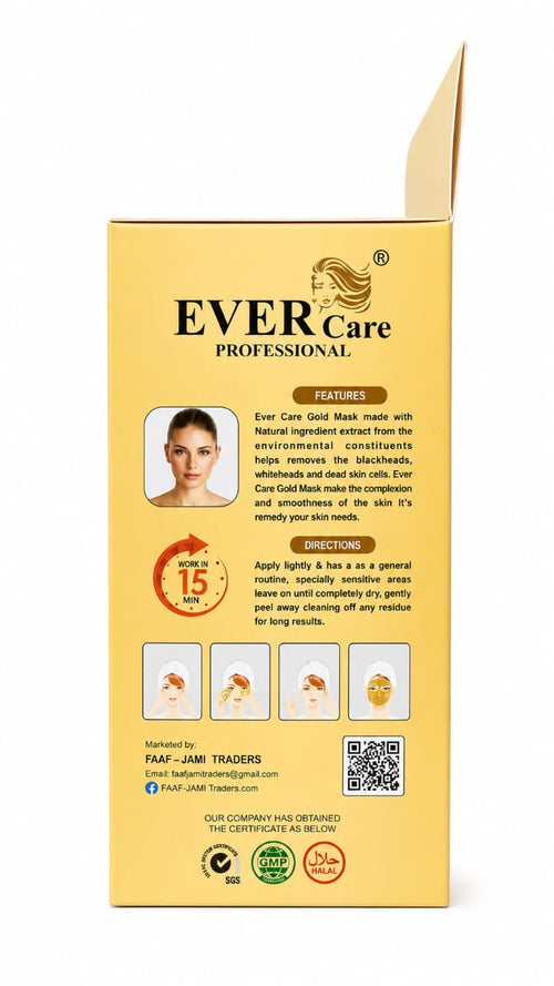 EVERCare Professional Collagen & Gold Peel-Off Facial Mask – Anti-Aging & Brightening | 12 Sachets