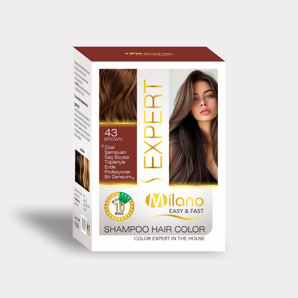 Milano Expert Shampoo Hair Color – Black & 43 Brown Shades | Easy & Fast 10-Minute Hair Dye | 30ml