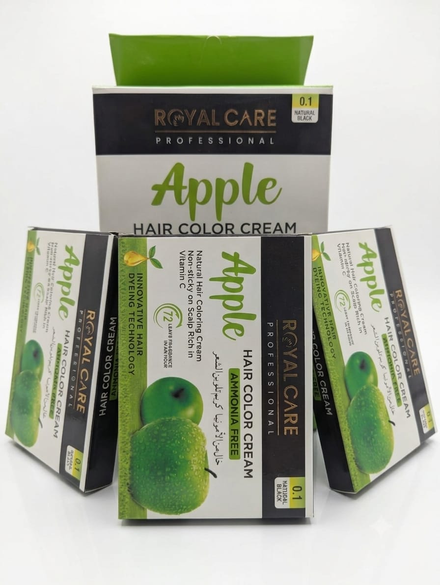 🍏 Royal Care Professional Apple Hair Color Cream (0.1 Natural Black) – Ammonia Free