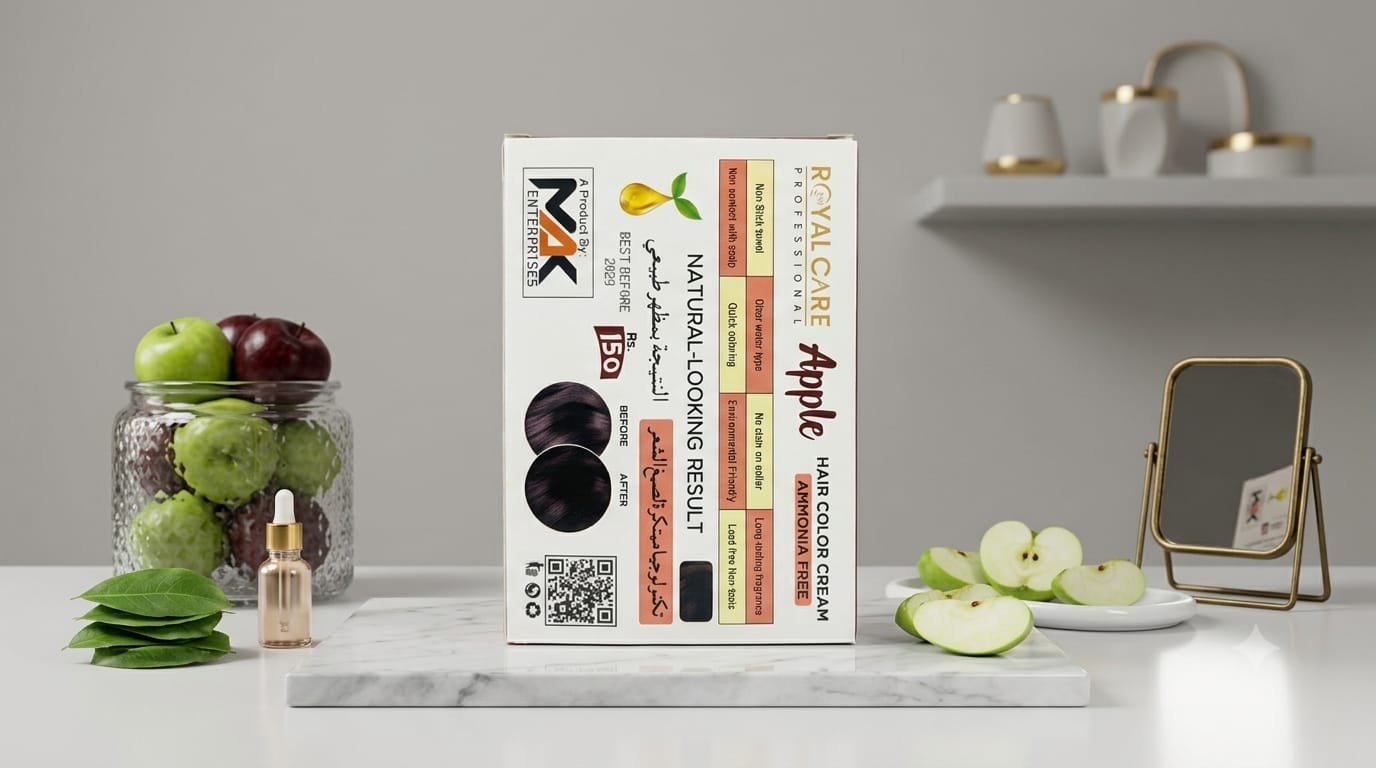 ✨ Royal Care Professional Apple Hair Color Cream – Ammonia-Free (Shade 0.2 Dark Brown) 🍏